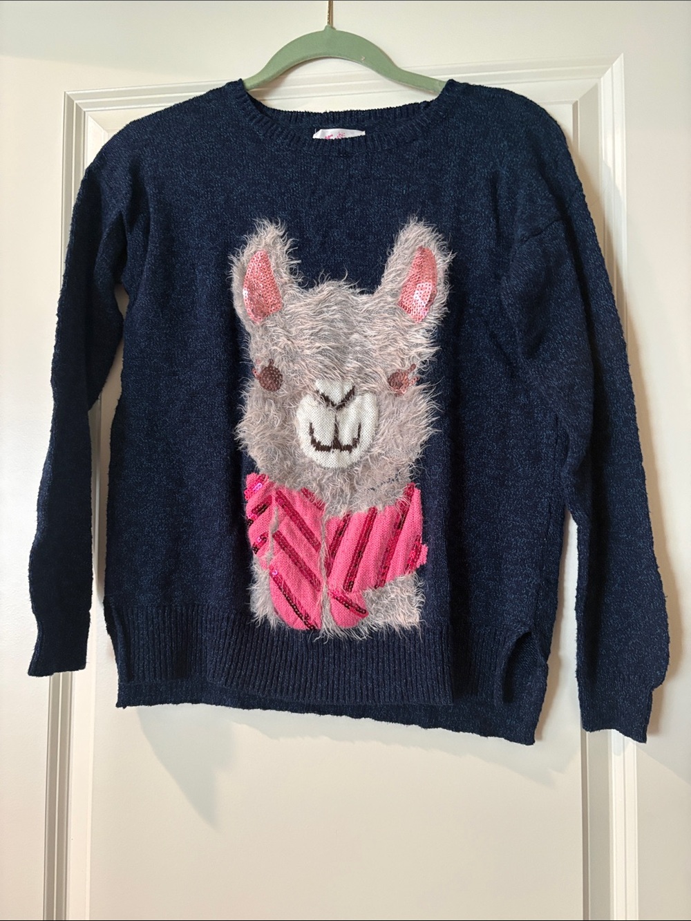 Justice Navy Llama Sweater